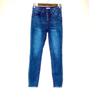 BP. High Rise Button Fly Raw Hem Skinny Jeans